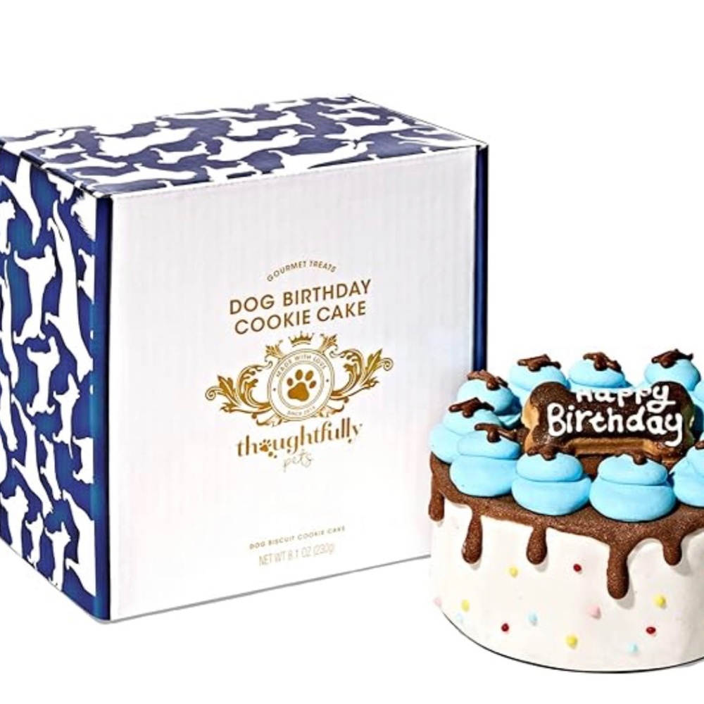 NWT Boy Dog Birthday Cookie Cake Gourmet blue trim